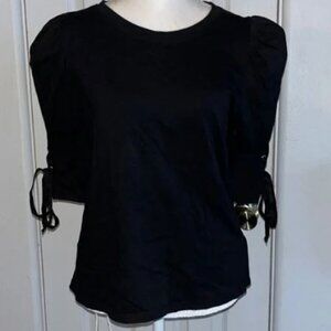 Mustard Seed black pleated sleeves shirt - MEDIUM